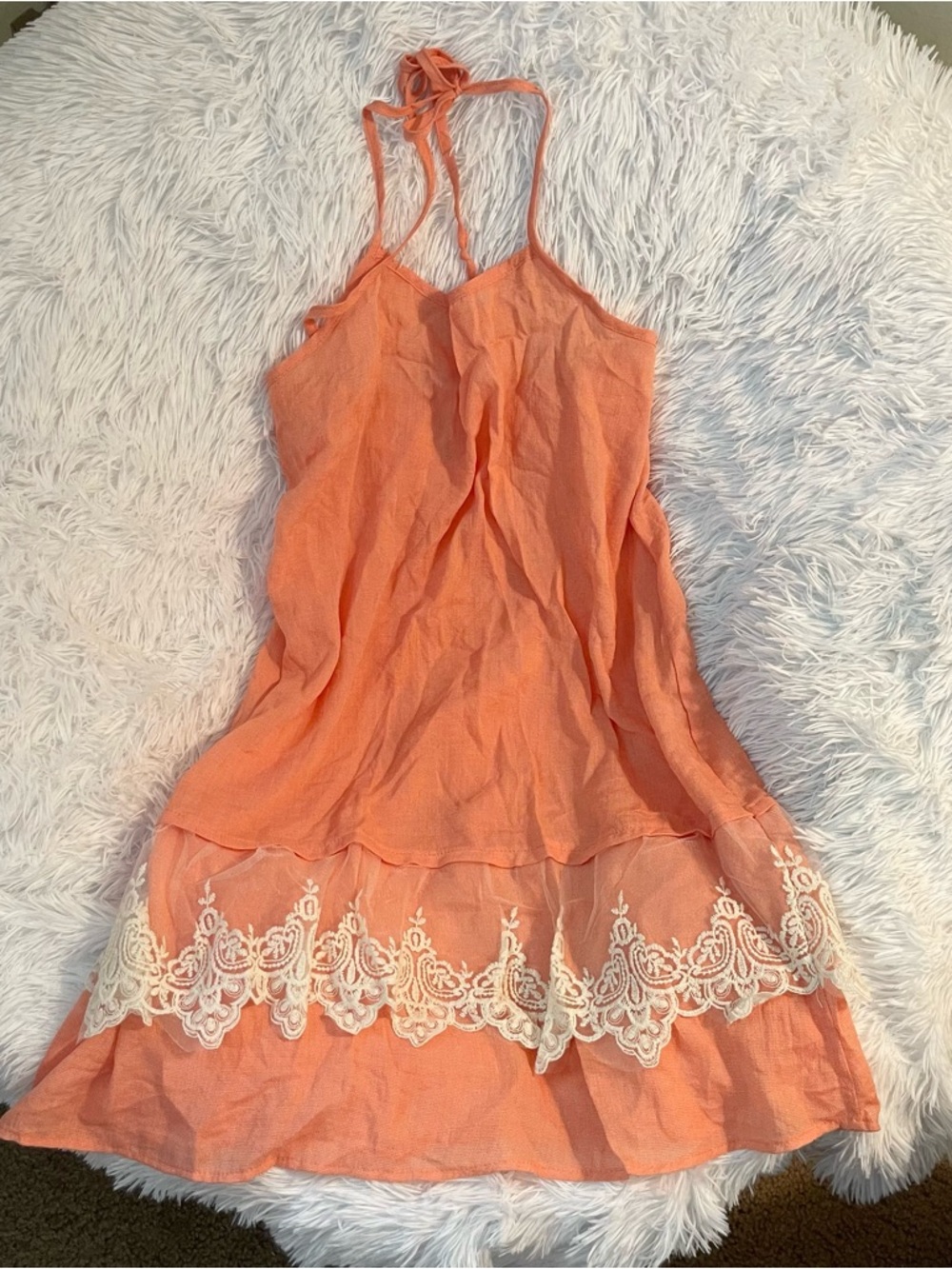 Halter lace bohemian hippie beach cover up dress